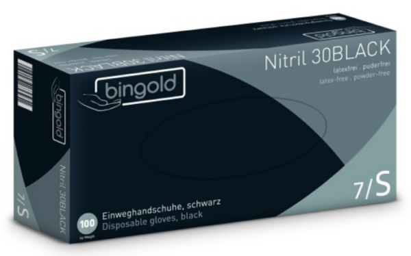 BINGOLD Nitril 30BLACK Einweghandschuhe, schwarz