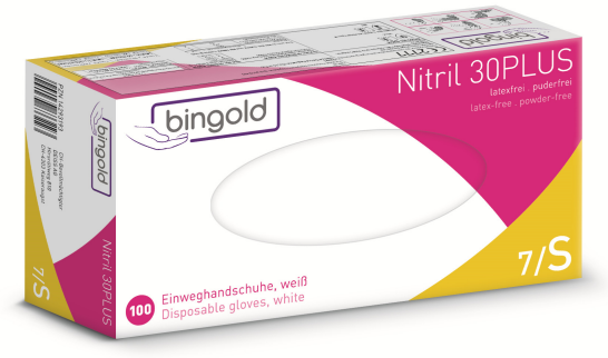 BINGOLD Nitril 30Plus Einweghandschuhe, weiss - Expert Medizinbedarf