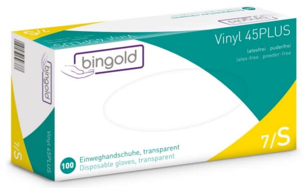 BINGOLD Vinyl 45PLUS Einweghandschuhe, transparent - Expert Medizinbedarf