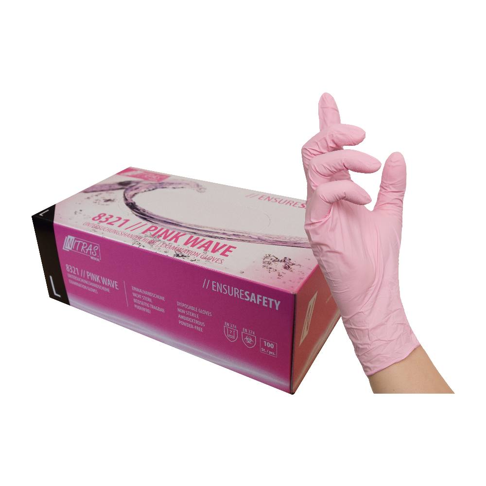 NITRAS PINK WAVE, Einmalhandschuhe aus Nitril, rosa - Expert Medizinbedarf
