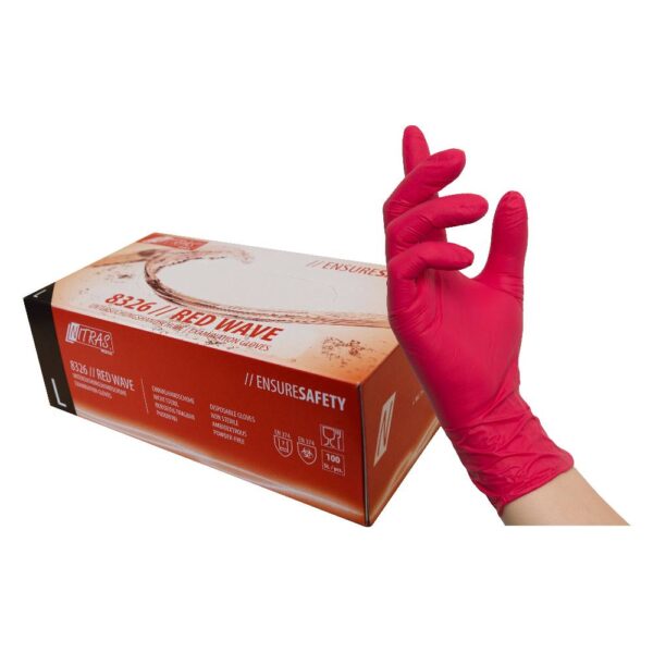 NITRAS RED WAVE, Einmalhandschuhe aus Nitril, rot