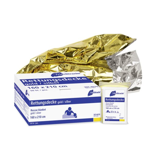 Meditrade Rettungsdecke, gold/silber, 160 x 210 cm - Expert Medizinbedarf