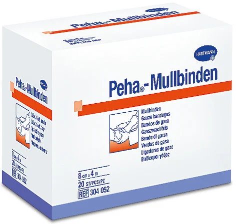 Hartmann - Peha®-Mullbinden - traditionelle und universelle Fixierbinde - 4 m lang, einzeln verpackt - Expert Medizinbedarf