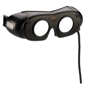 LED Nystagmusbrille Typ 801, Kabelversion mit Akku, schwarz