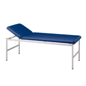 Schmitz-EKG-Liege, verchromt, 80cm breit, Polster ozeanblau