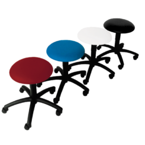 Drehhocker blau, mit Rollen für Weichböden