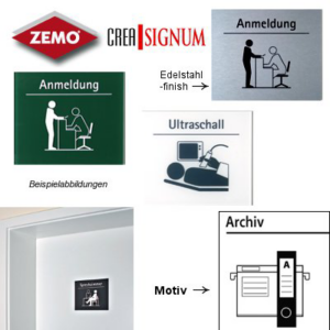 Plexiglas Türhaftschild, rot, 18 x 15 cm, "Archiv"