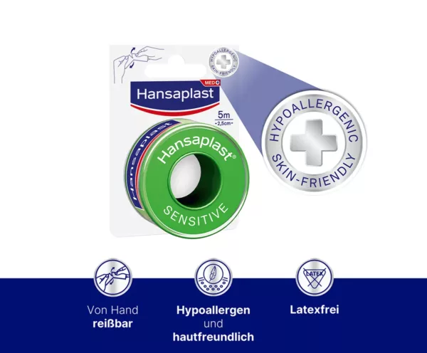 Hansaplast Fixierpflaster sensitive f. Schub, 5 m x 1,25 cm