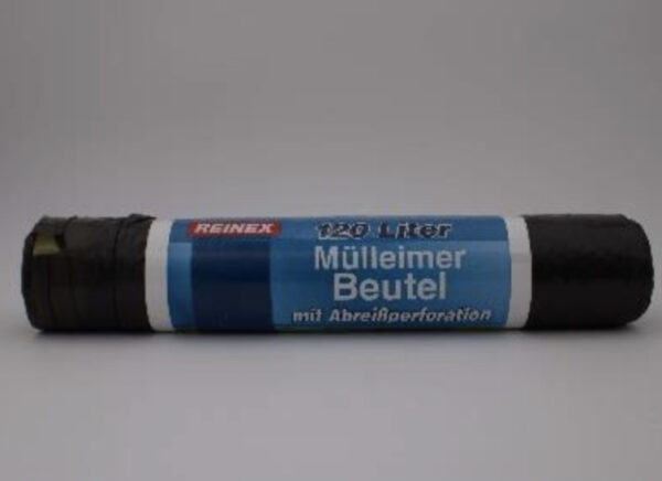 REINEX Müllbeutel 120L schwarz, Abreißperforation, Zugband
